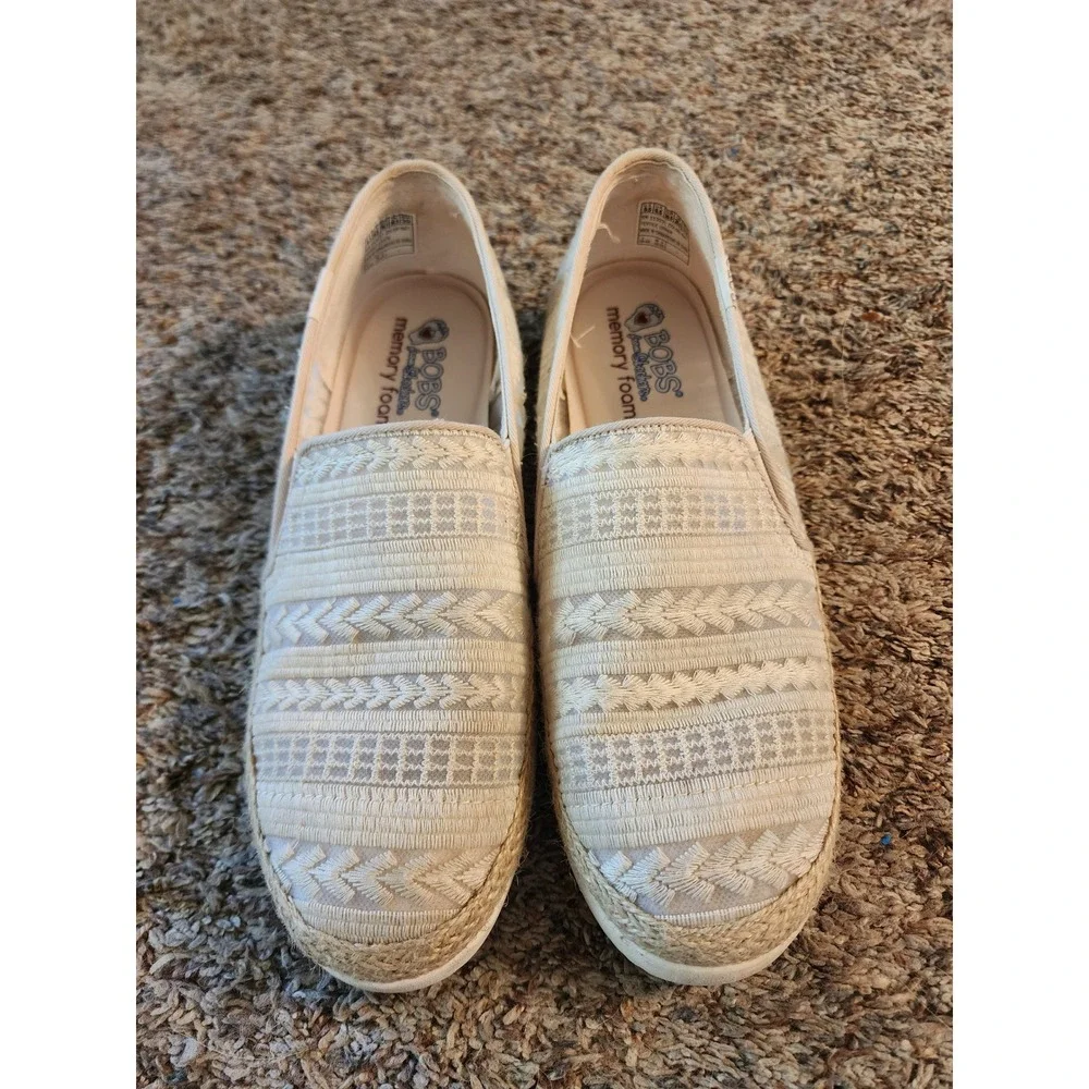 BOBS from Skechers‎ B Cute Espadrille Slip On Flats Natural Beige 113237 W9.5